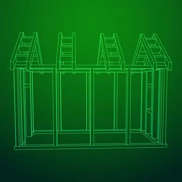 Building object or framing house. Greenhouse construction frame. Ilustración de archivo