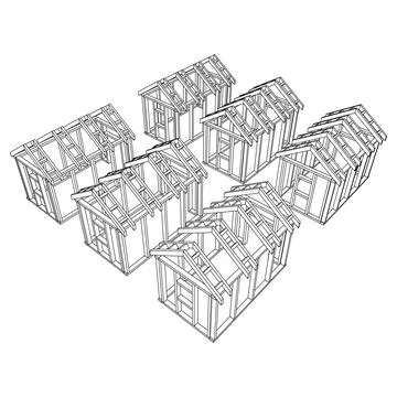 Building object or framing house. Greenhouse construction frame. Stock Illustration
