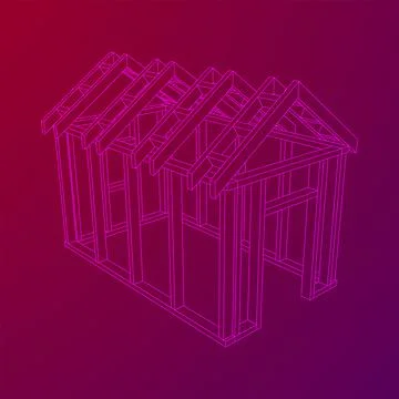 Building object or framing house. Greenhouse construction frame. Ilustración de archivo