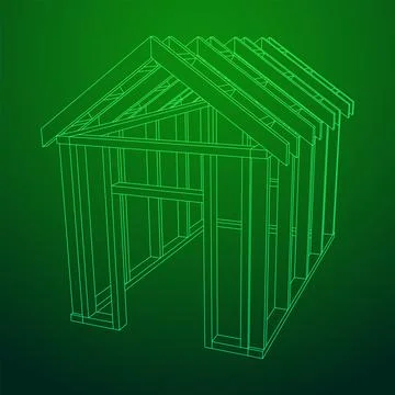 Building object or framing house. Greenhouse construction frame. Illustrazione stock