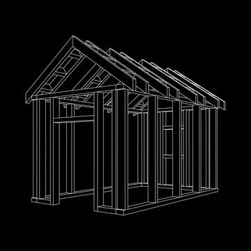 Building object or framing house. Greenhouse construction frame. 스톡 일러스트