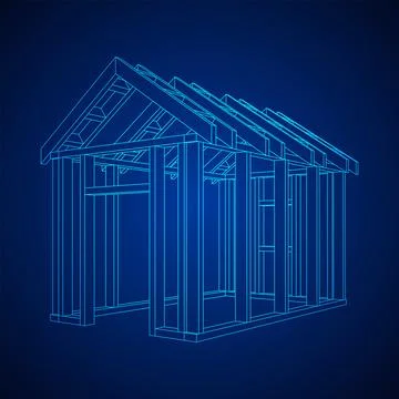 Building object or framing house. Greenhouse construction frame. Stock Illustration