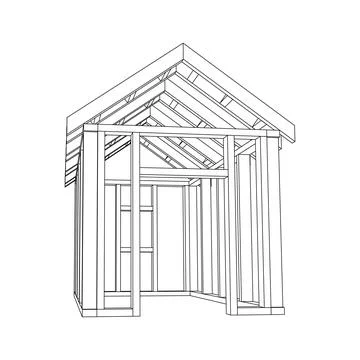 Building object or framing house. Greenhouse construction frame. Ilustración de archivo