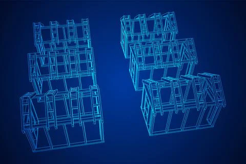 Building object or framing house. Greenhouse construction frame. Illustrazione stock
