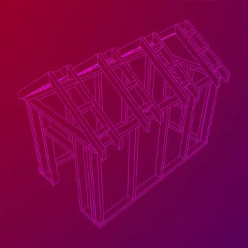 Building object or framing house. Greenhouse construction frame. Ilustración de archivo
