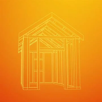 Building object or framing house. Greenhouse construction frame. Illustrazione stock