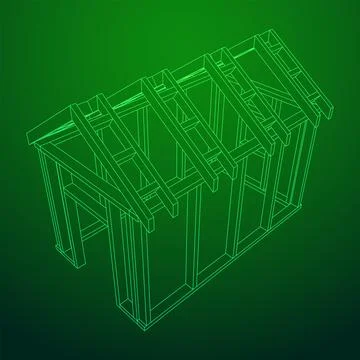 Building object or framing house. Greenhouse construction frame. Illustrazione stock