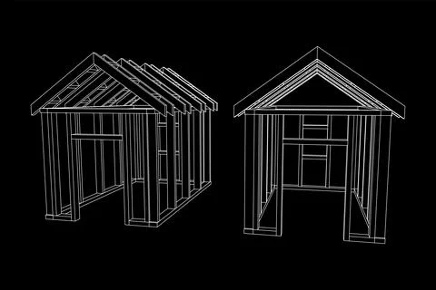 Building object or framing house. Greenhouse construction frame. Ilustración de archivo