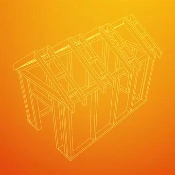 Building object or framing house. Greenhouse construction frame. Ilustración de archivo