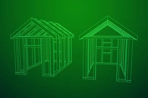 Building object or framing house. Greenhouse construction frame. Stock Illustration