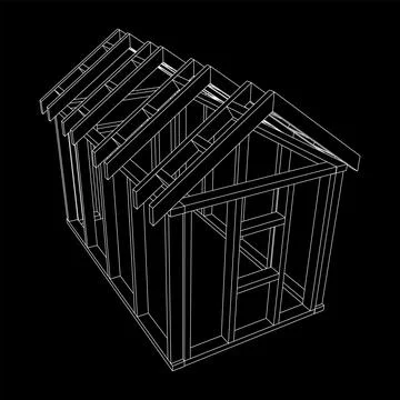Building object or framing house. Greenhouse construction frame. Ilustración de archivo