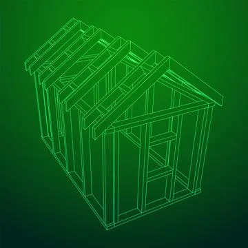 Building object or framing house. Greenhouse construction frame. Illustrazione stock