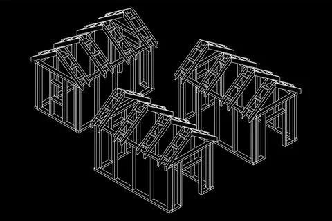 Building object or framing house. Greenhouse construction frame. Illustrazione stock