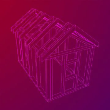 Building object or framing house. Greenhouse construction frame. 스톡 일러스트