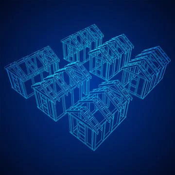 Building object or framing house. Greenhouse construction frame. Illustrazione stock