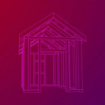 Building object or framing house. Greenhouse construction frame. 스톡 일러스트