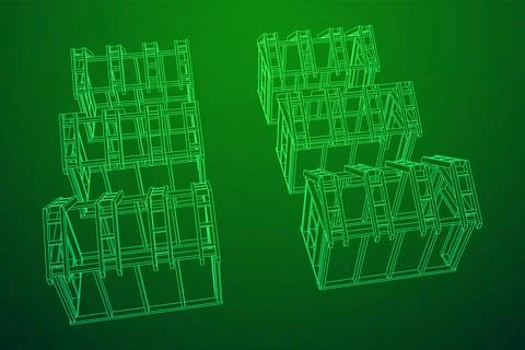 Building object or framing house. Greenhouse construction frame. 스톡 일러스트