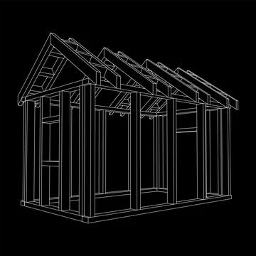 Building object or framing house. Greenhouse construction frame. Ilustración de archivo