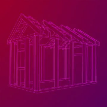 Building object or framing house. Greenhouse construction frame. Illustrazione stock