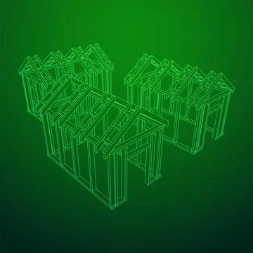 Building object or framing house. Greenhouse construction frame. Ilustración de archivo