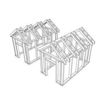 Building object or framing house. Greenhouse construction frame. Illustrazione stock