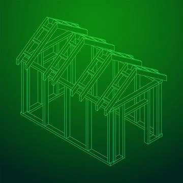 Building object or framing house. Greenhouse construction frame. Ilustración de archivo