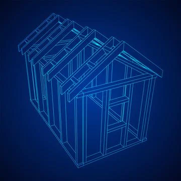 Building object or framing house. Greenhouse construction frame. Ilustración de archivo