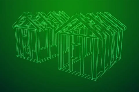 Building object or framing house. Greenhouse construction frame. Ilustración de archivo