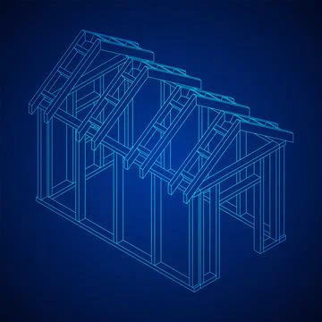 Building object or framing house. Greenhouse construction frame. Stock Illustration