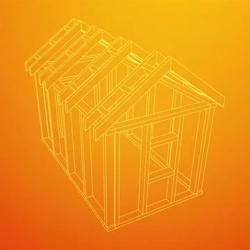 Building object or framing house. Greenhouse construction frame. 스톡 일러스트