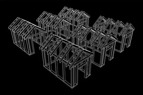 Building object or framing house. Greenhouse construction frame. Stockillustratie
