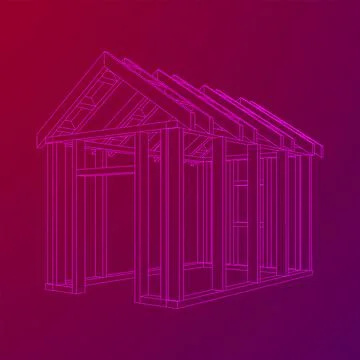 Building object or framing house. Greenhouse construction frame. 스톡 일러스트