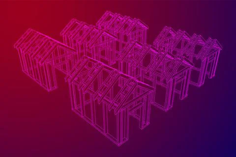 Building object or framing house. Greenhouse construction frame. Illustrazione stock