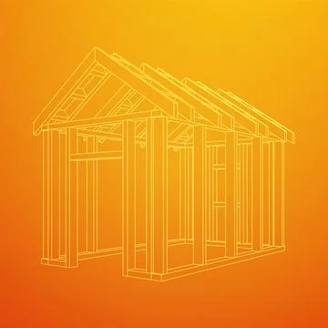 Building object or framing house. Greenhouse construction frame. Ilustración de archivo