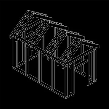 Building object or framing house. Greenhouse construction frame. Stockillustratie