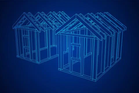 Building object or framing house. Greenhouse construction frame. Ilustración de archivo