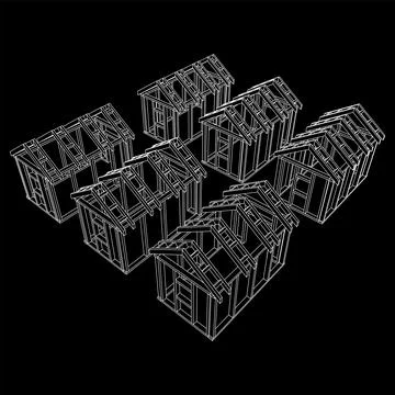 Building object or framing house. Greenhouse construction frame. 스톡 일러스트