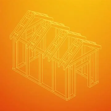 Building object or framing house. Greenhouse construction frame. Ilustración de archivo