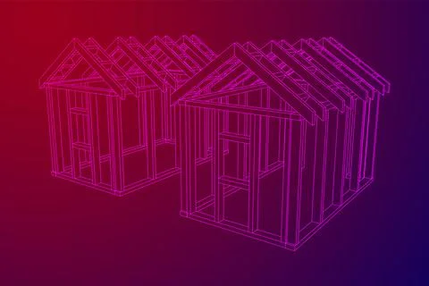 Building object or framing house. Greenhouse construction frame. Illustrazione stock