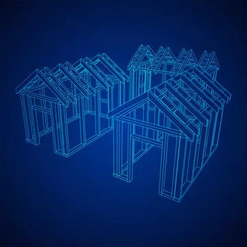 Building object or framing house. Greenhouse construction frame. 스톡 일러스트