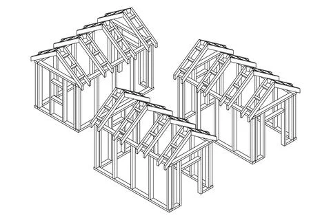 Building object or framing house. Greenhouse construction frame. Stock Illustration