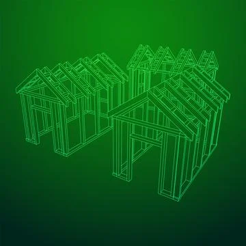 Building object or framing house. Greenhouse construction frame. 스톡 일러스트