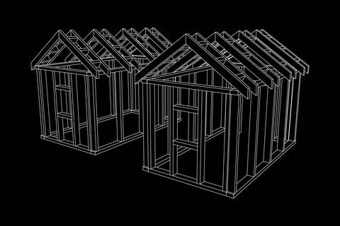 Building object or framing house. Greenhouse construction frame. Ilustración de archivo