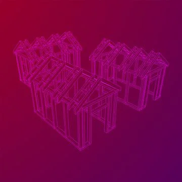 Building object or framing house. Greenhouse construction frame. 스톡 일러스트