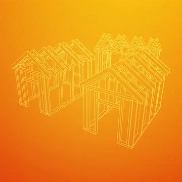 Building object or framing house. Greenhouse construction frame. Ilustración de archivo