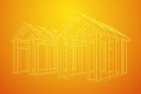 Building object or framing house. Greenhouse construction frame. Illustrazione stock