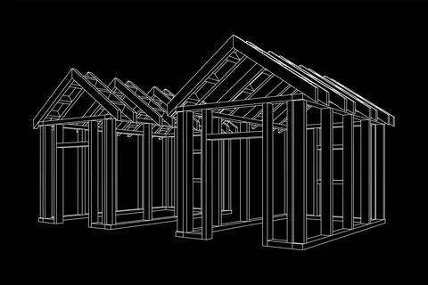Building object or framing house. Greenhouse construction frame. Illustrazione stock