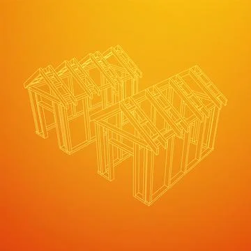 Building object or framing house. Greenhouse construction frame. 스톡 일러스트