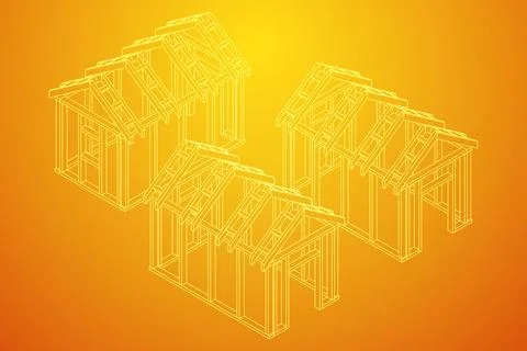 Building object or framing house. Greenhouse construction frame. Ilustración de archivo