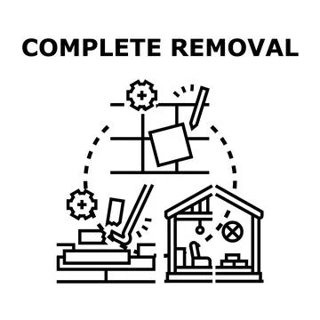 Building objects displaying concepts of deconstruction, removing materials, a Stock Illustration